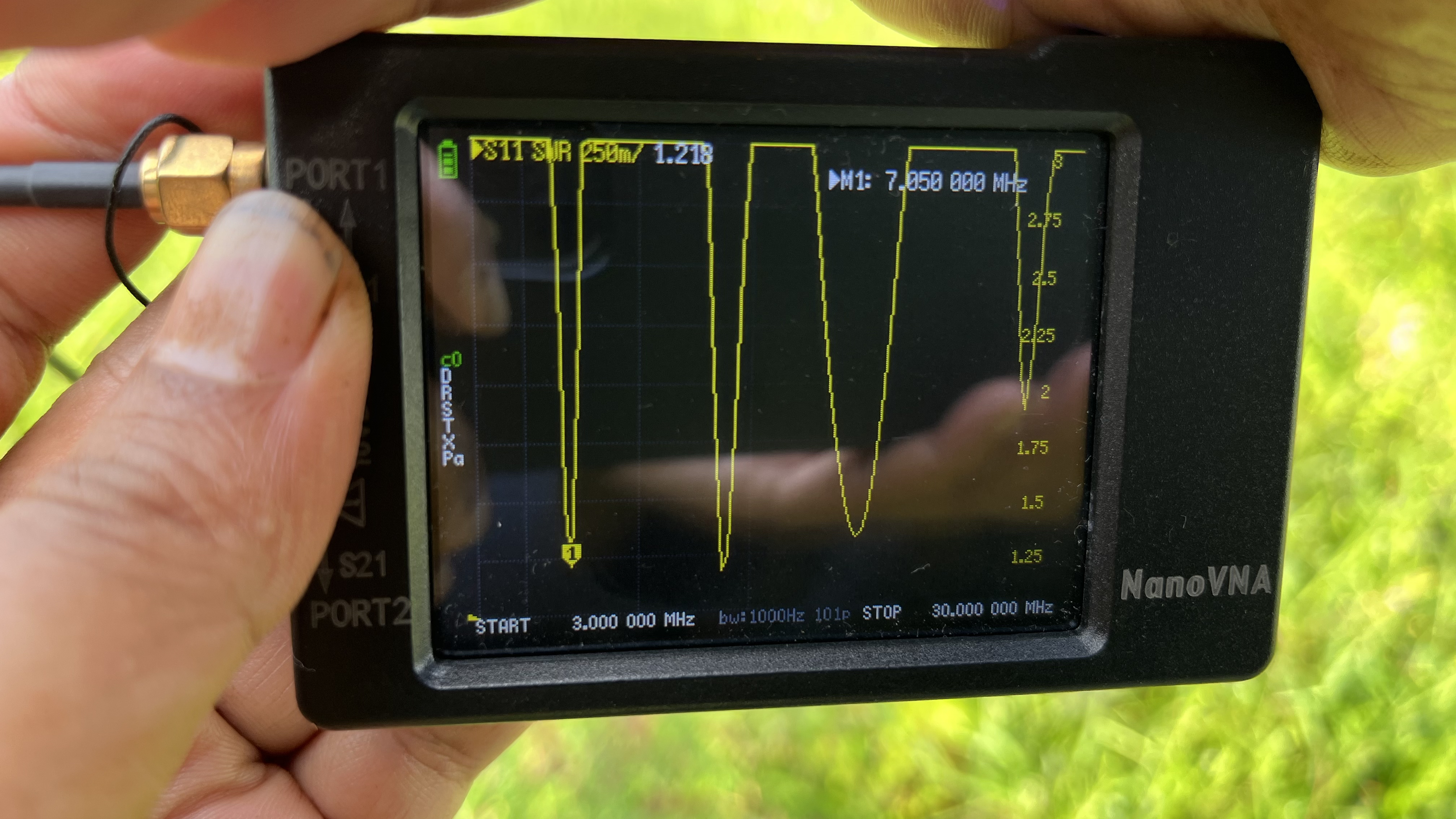 Figure 5: SWR measurements on the nanoVNA