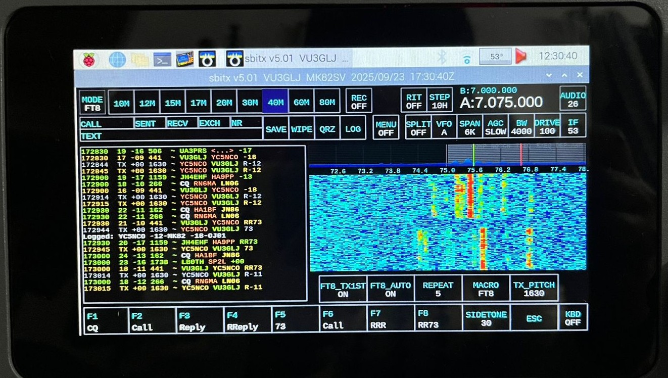 Figure 6: A photo of the FT8 contacts on the sBitx