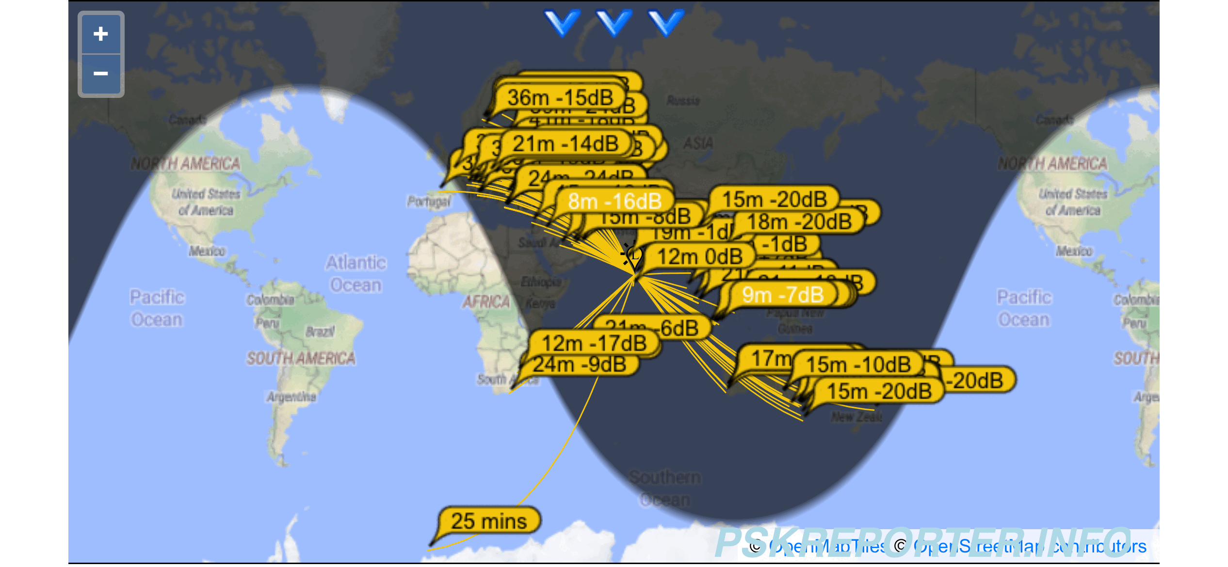 Figure 9: PSKReporter screengrabs from different days