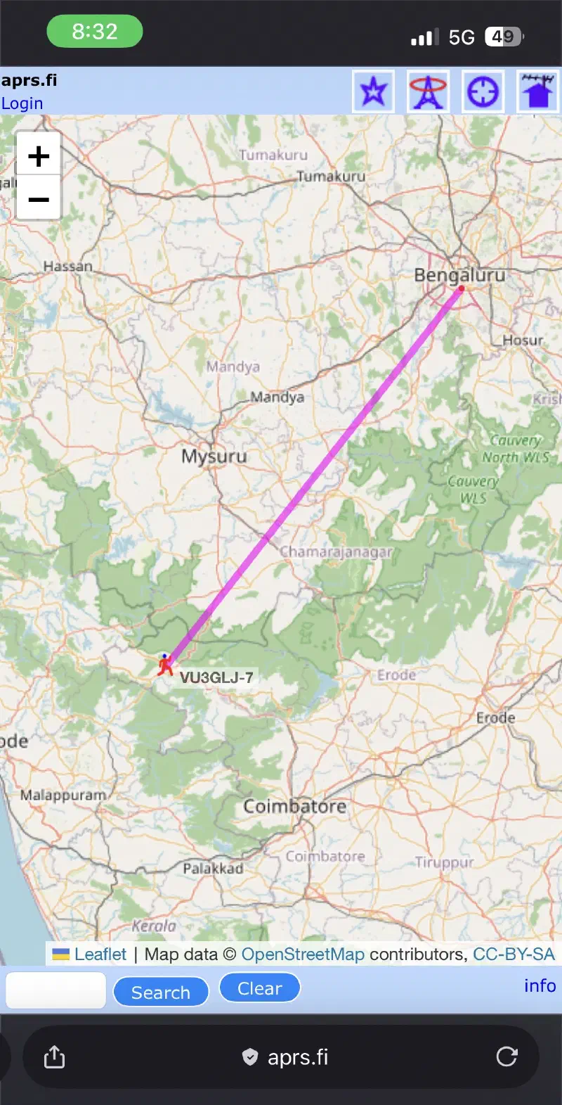 The APRS node being shown on aprs.fi